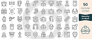 Set of security at work icons. Thin linear style icons Pack. Vector Illustration