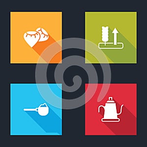 Set Seed, Wheat, Measuring cup with flour and Watering can icon. Vector