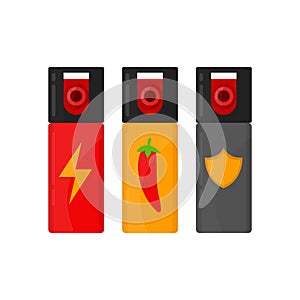 Set of self defense spray bottles. Vector