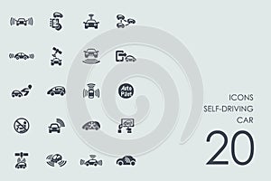 Set of self-driving car icons