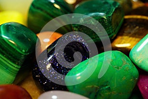 Set of Semi-precious gemstone. Beautiful gemstones minerals. image of many semiprecious stones closeup