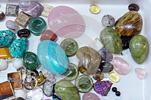 Set of semiprecious stones. Natural mineral stones