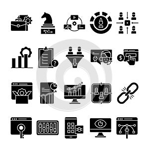 Set Of SEO Icon With Glyph Style