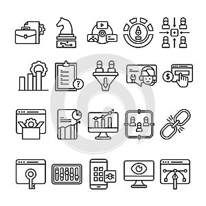 Set Of SEO Icon With Outline Style