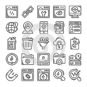 Set of Seo icons for Web design development, SEO and Internet marketing