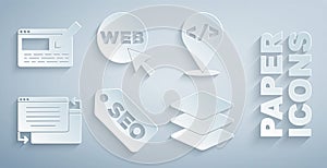 Set SEO optimization, Front end development, UI or UX design, Layers, Web and graphic and icon. Vector