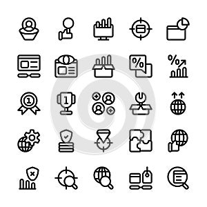 Set of SEO (Search Engine Optimization) outline style icon - vector