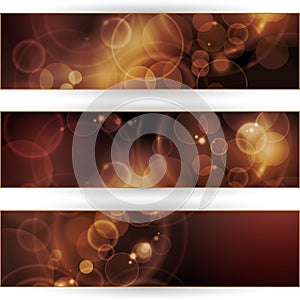 Set of sepia tone bokeh banners