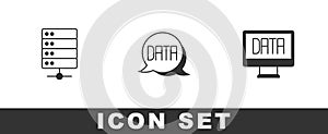 Set Server, Data analysis and icon. Vector