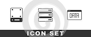 Set Server, and Data analysis icon. Vector