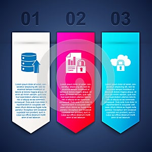 Set Server, Data, Web Hosting, Document and lock and Cloud computing. Business infographic template. Vector