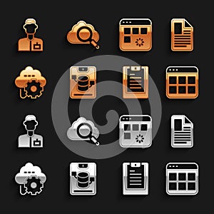 Set Server, Data, Web Hosting, File document, Browser files, report, Cloud technology data transfer, Loading window