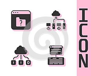 Set Server, Data, Web Hosting, File missing, Cloud technology data transfer and Computer network icon. Vector