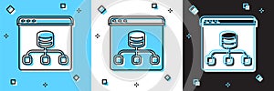Set Server, Data, Web Hosting icon isolated on blue and white, black background. Vector