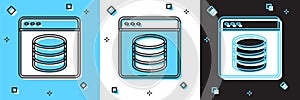 Set Server, Data, Web Hosting icon isolated on blue and white, black background. Vector