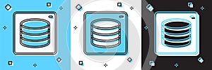 Set Server, Data, Web Hosting icon isolated on blue and white, black background. Vector