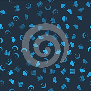 Set Server, Data, Web Hosting, Network cloud connection, Cloud mail server and Moon and stars on seamless pattern