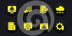 Set Server, Data, Web Hosting, Network cloud connection, Secure your site with HTTPS, SSL, Browser exclamation mark