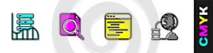Set Server, Data, Web Hosting, Search concept with folder, Software and Network cloud connection icon. Vector