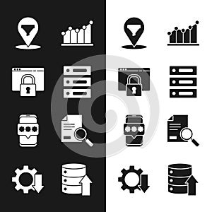 Set Server, Data, Web Hosting, Secure your site with HTTPS, SSL, Location sales funnel, Pie chart infographic, Mobile