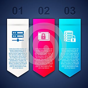 Set Server, Data, Web Hosting, Secure your site with HTTPS, SSL and security lock. Business infographic template. Vector