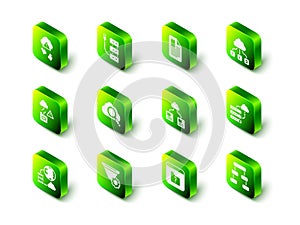 Set Server, File document, Cloud technology data transfer, Network cloud connection, Hierarchy organogram chart, missing