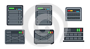 Set of Server Racks and Computer Hardware Icons