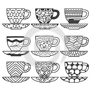 Set of Set of cups hand drawn illustration