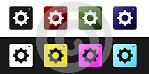 Set Setting icon isolated on black and white background. Tools, service, cog, gear, cogwheel sign. Vector