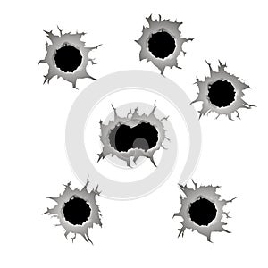 Set of seven bullet holes.