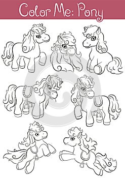 Set of seven little cute pony.