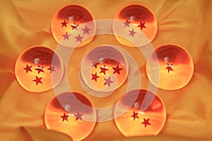 Set of seven orange crystal dragon ball