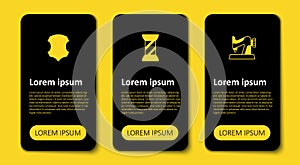 Set Sewing machine, thread on spool and Leather. Business infographic template. Vector