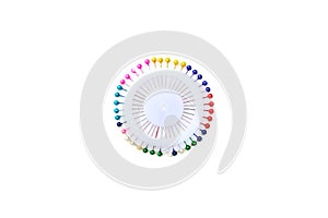 Set of sewing pins isolated on white background