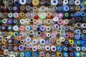 Set of sewing threads in different colors