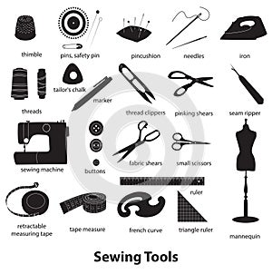 Set of sewing tools silhouettes
