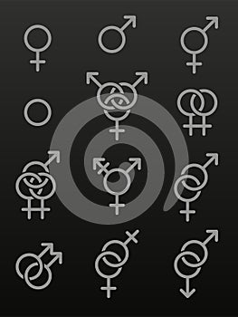 Set of sexuality line icons