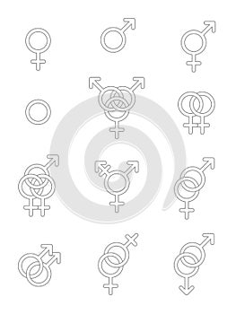 Set of sexuality line icons photo