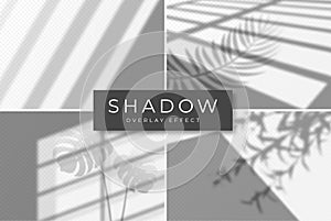 Set of shadow overlay effects. Vector shadow and light overlay effect, natural lighting scene