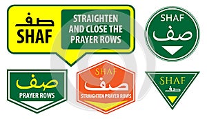 set of shaf sign for mosque or prayer room isolated. 3d Illustration..