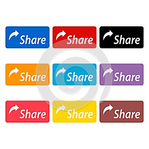 Set of Share click button icon, modern web sign, internet vector illustration