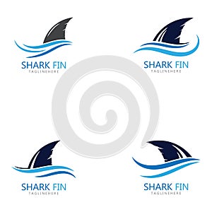 Set of  Shark fin logo template vector icon illustration design.