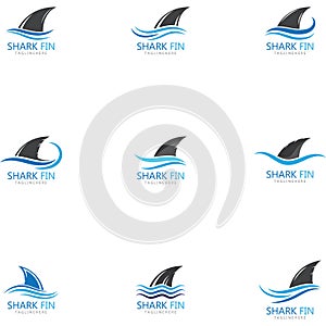 Set of  Shark fin logo template vector icon illustration design.