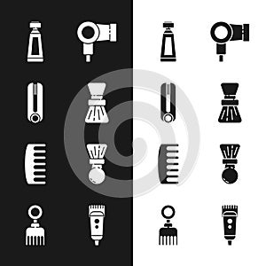 Set Shaving brush, Curling iron for hair, Cream lotion cosmetic tube, Hair dryer, Hairbrush, Electrical clipper shaver