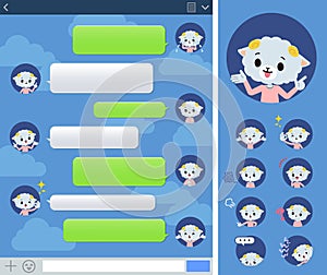 A set of Sheep boy with expresses various emotions on the SNS window