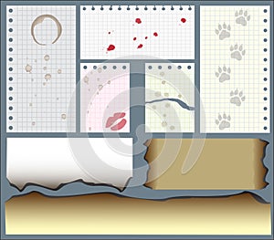 Set of sheets of notebook paper