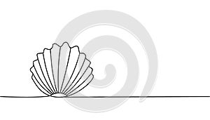 Set of Shell one line continuous drawing. Shell continuous one line set illustration. Vector minimalist linear
