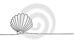Set of Shellfish one line continuous drawing. Shell continuous one line set illustration. Vector minimalist linear