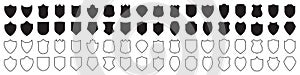 Set of shield icons in black. Vector illustration