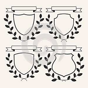 set shield line art logo vector design bundle